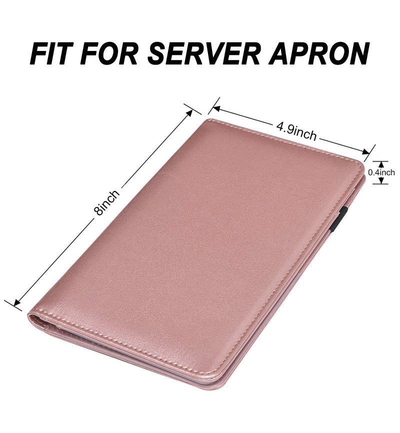 HerriaT Server Books for Waitress - Leather Waiter Book Server Wallet with Zipper Pocket, Cute Waitress Book&Waitstaff Organizer with Money Pocket Fit Server Apronï¼ˆClassic Rose Goldï¼‰ - Image 2